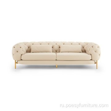 подлинный кожаный диван наборы на пуговицах роскошь
